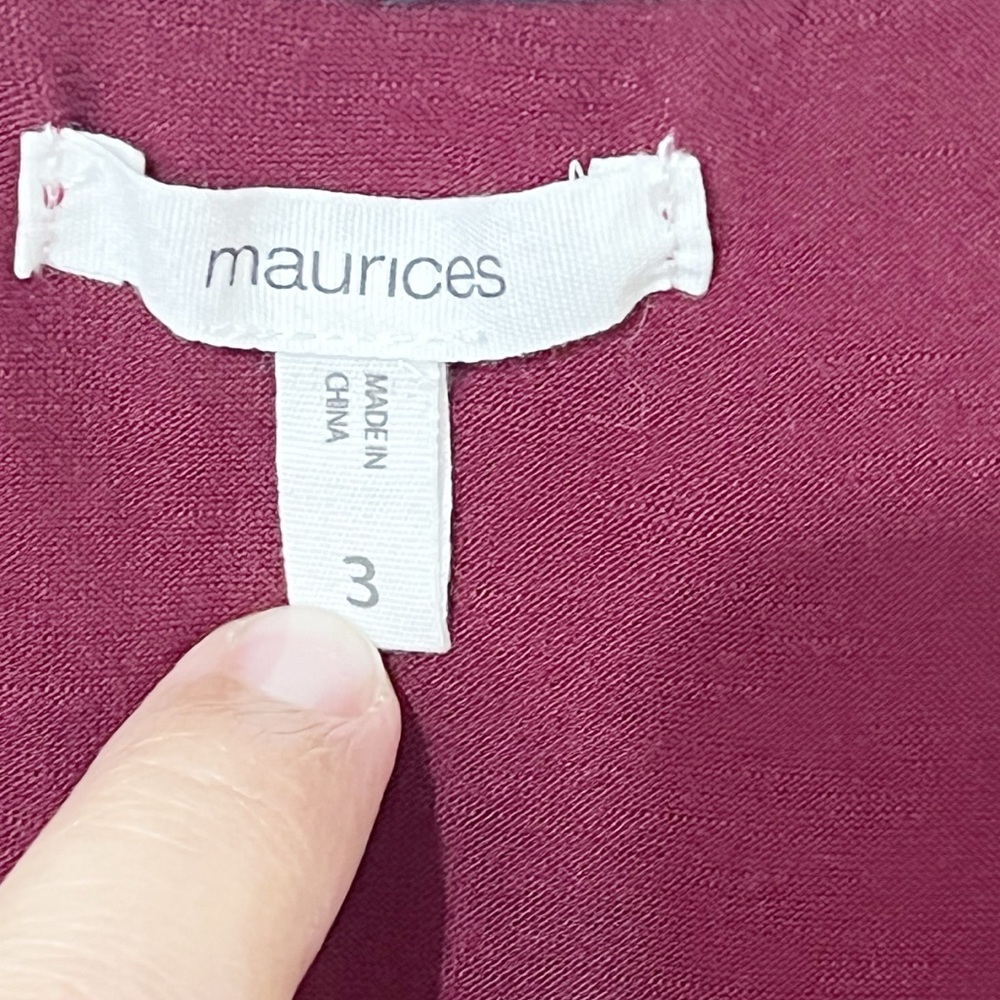 [Maurices] Burgundy Mixed Print Mixed Media Sleeveless Top Beachy Cottagecore 3X - Picture 6 of 9